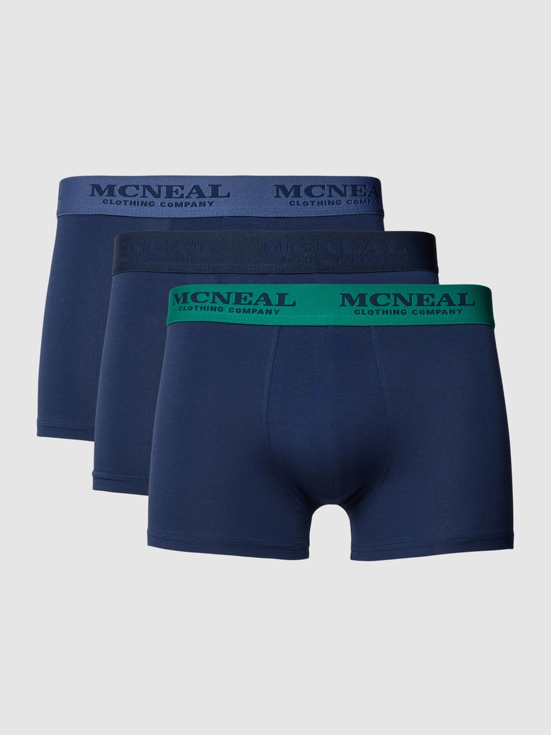Trunks mit elastischem Label-Bund im 3er-Pack in marineblau