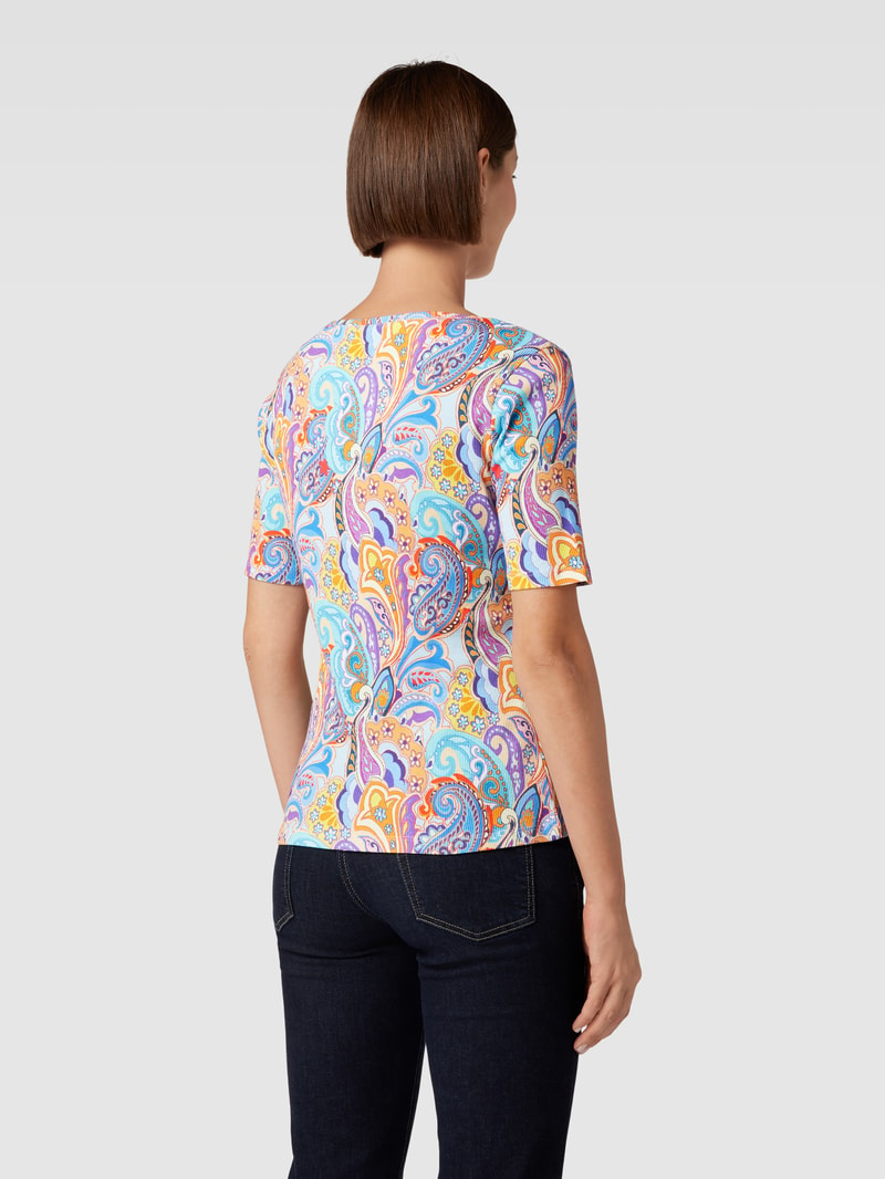 T-Shirt mit Paisley-Muster in blau
