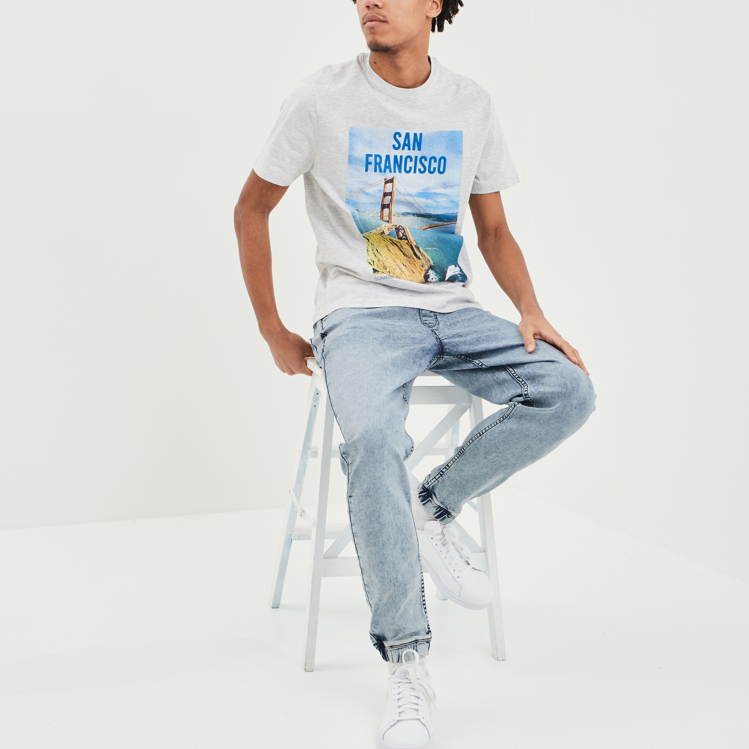 T-shirt manches courtes Creeks gris clair homme | La Halle