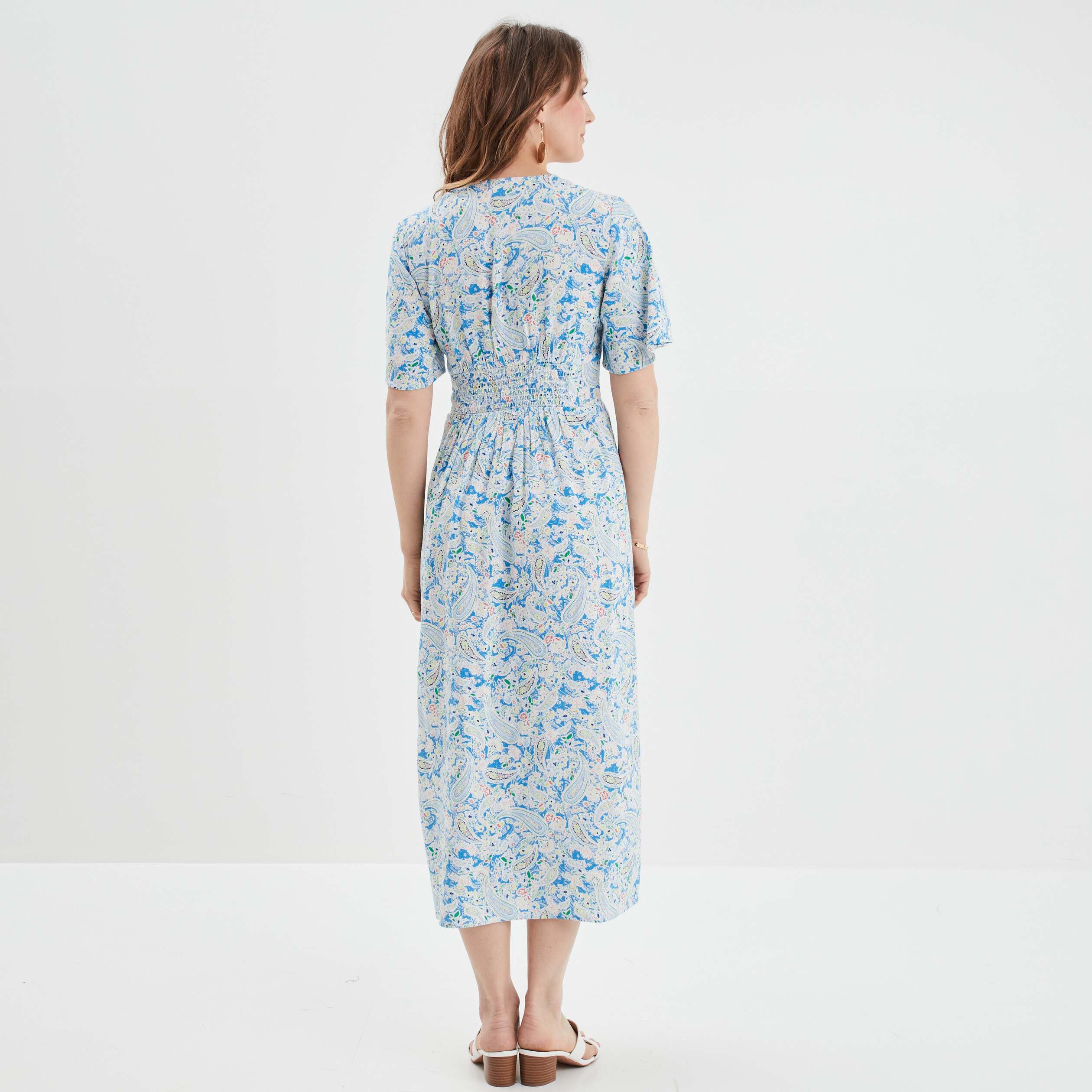 Robe longue droite Creeks blanc femme | La Halle