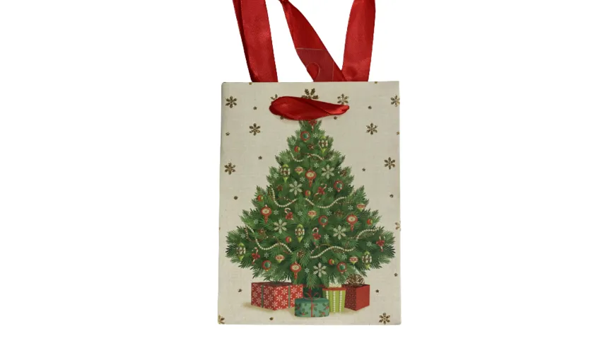 Geschenktüte Weihnachtsbaum bunt 32x26x10cm
