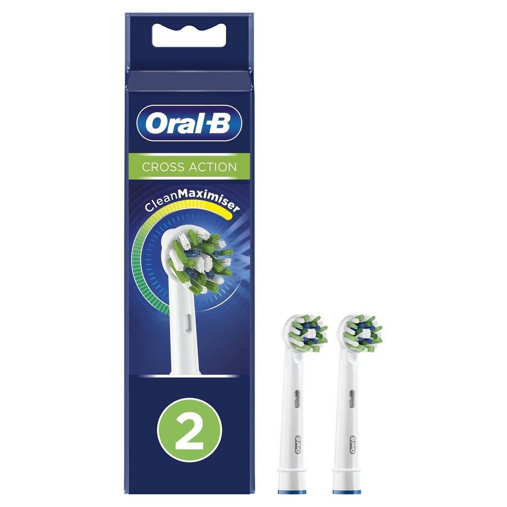oral-b Oral-B CrossAction Brossette Avec CleanMaximiser, 2 Brossettes De Rechange