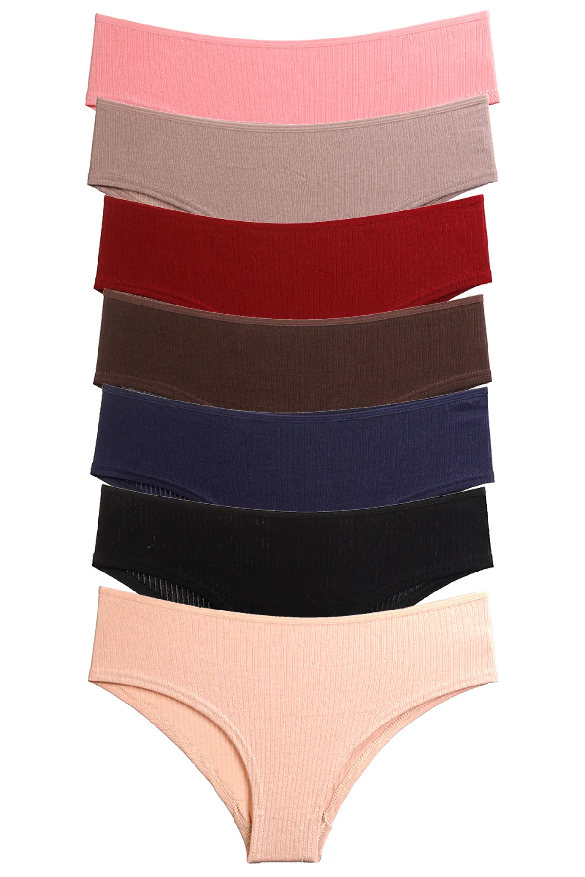 Nicoletta  Damen-Höschen-Shorts, 7er-Pack, gerippte Lycra-Camisole-Baumwolle, MIXCOLOR