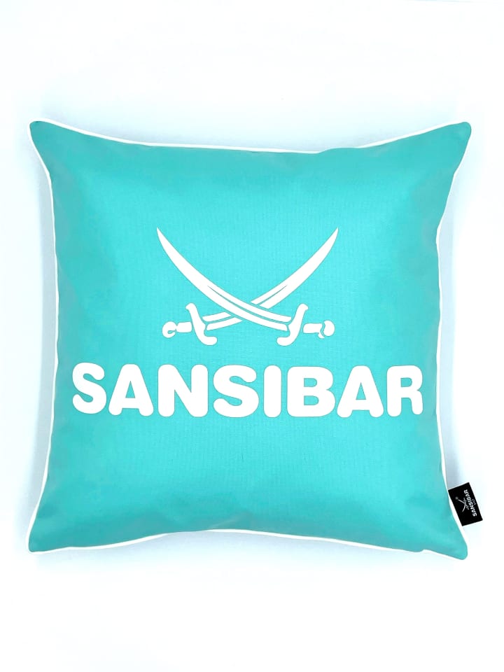 Sansibar Outdoor-Kissen mit Füllung in Türkis/Offwhite, 45x45 cm günstig kaufen 45x45 cm