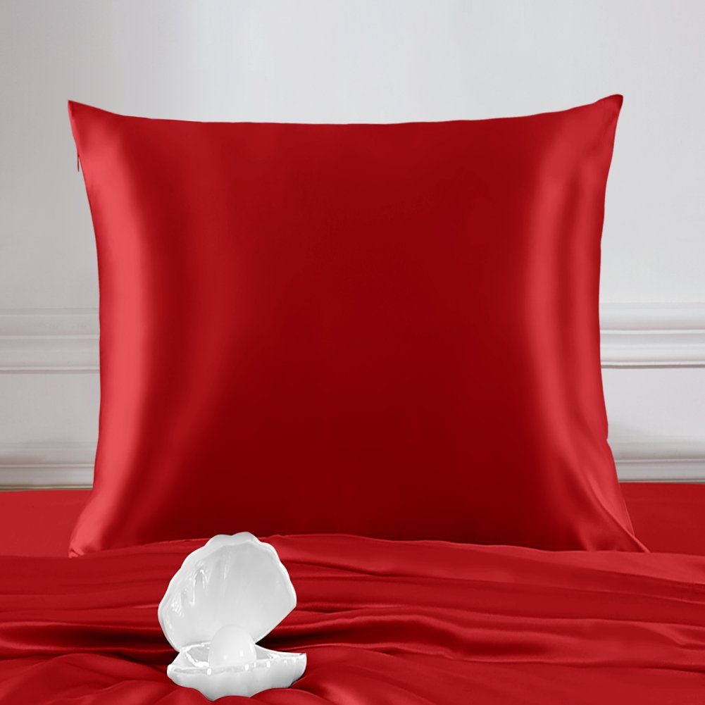 Kissenbezüge 22 Momme 100% Maulbeerseide, 80 x 80 cm, mit reißverschluss, THXSILK (1 Stück), 600 Fadenzahl, angenehmes Hautgefühl, glänzende und glatte Optik