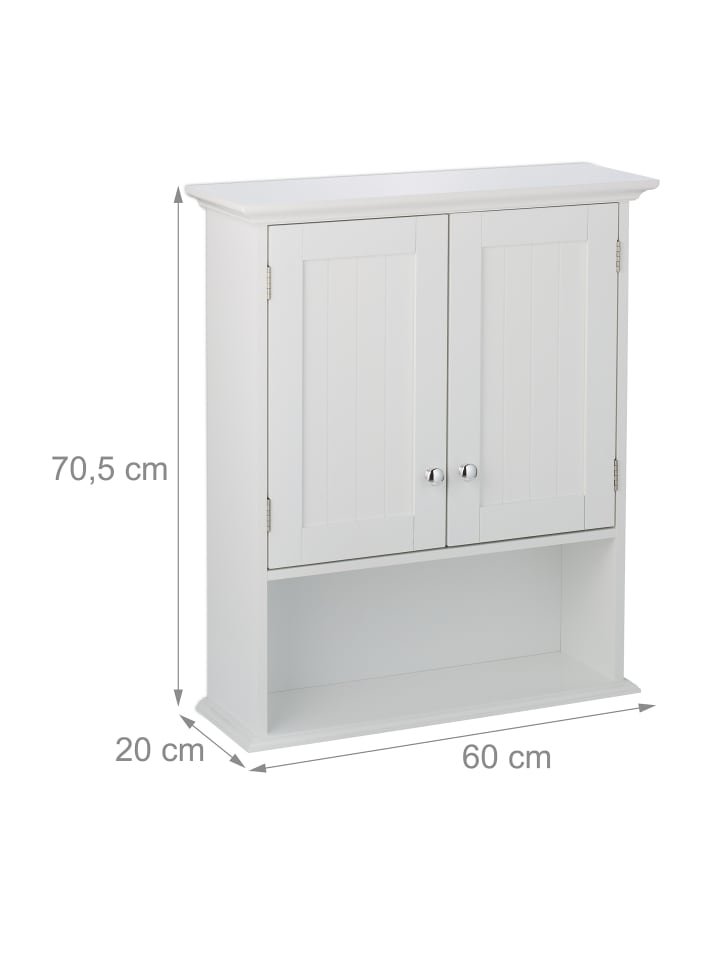 relaxdays Hängeschrank in Weiß - (B)60 x (H)70,5 x (T)20 cm günstig kaufen onesize