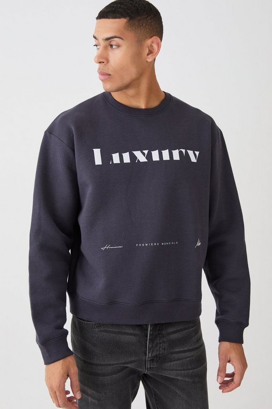 Kastiges Oversize Sweatshirt mit Luxury-Print