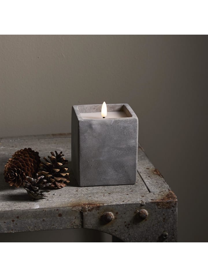 STAR Trading LED Blockkerze ,Flamme Cem', Zement, grau, 11,5cm günstig kaufen onesize
