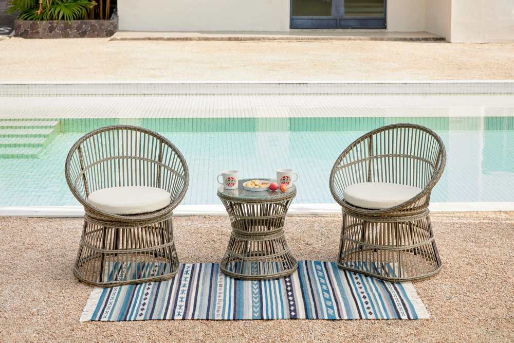 Happy Home Happy Home 3 tlg. Garten Set mit Sitzkissen HGS49-BEI in Rattan Beige