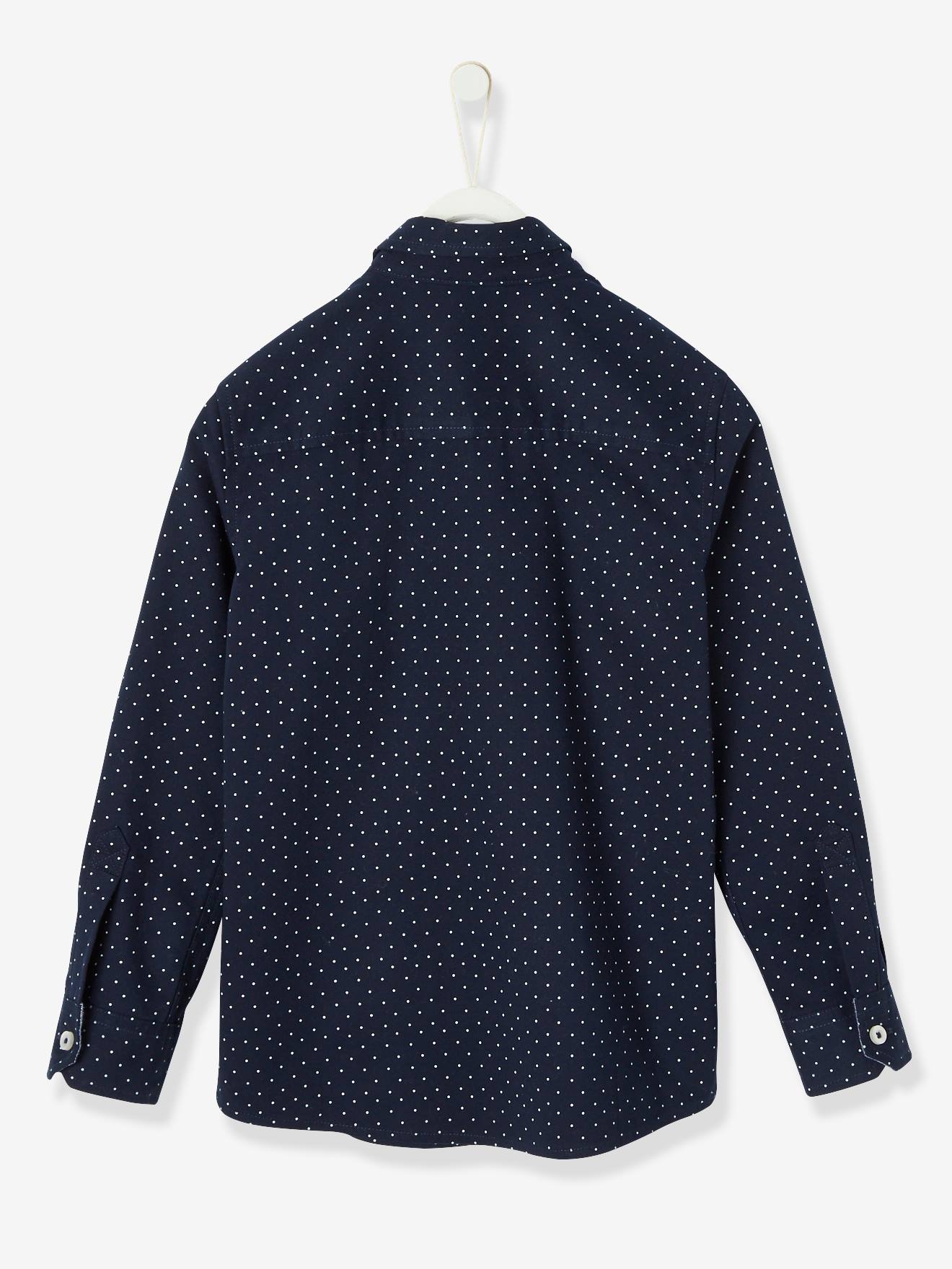 Chemise garçon imprimée pois marine imprimé