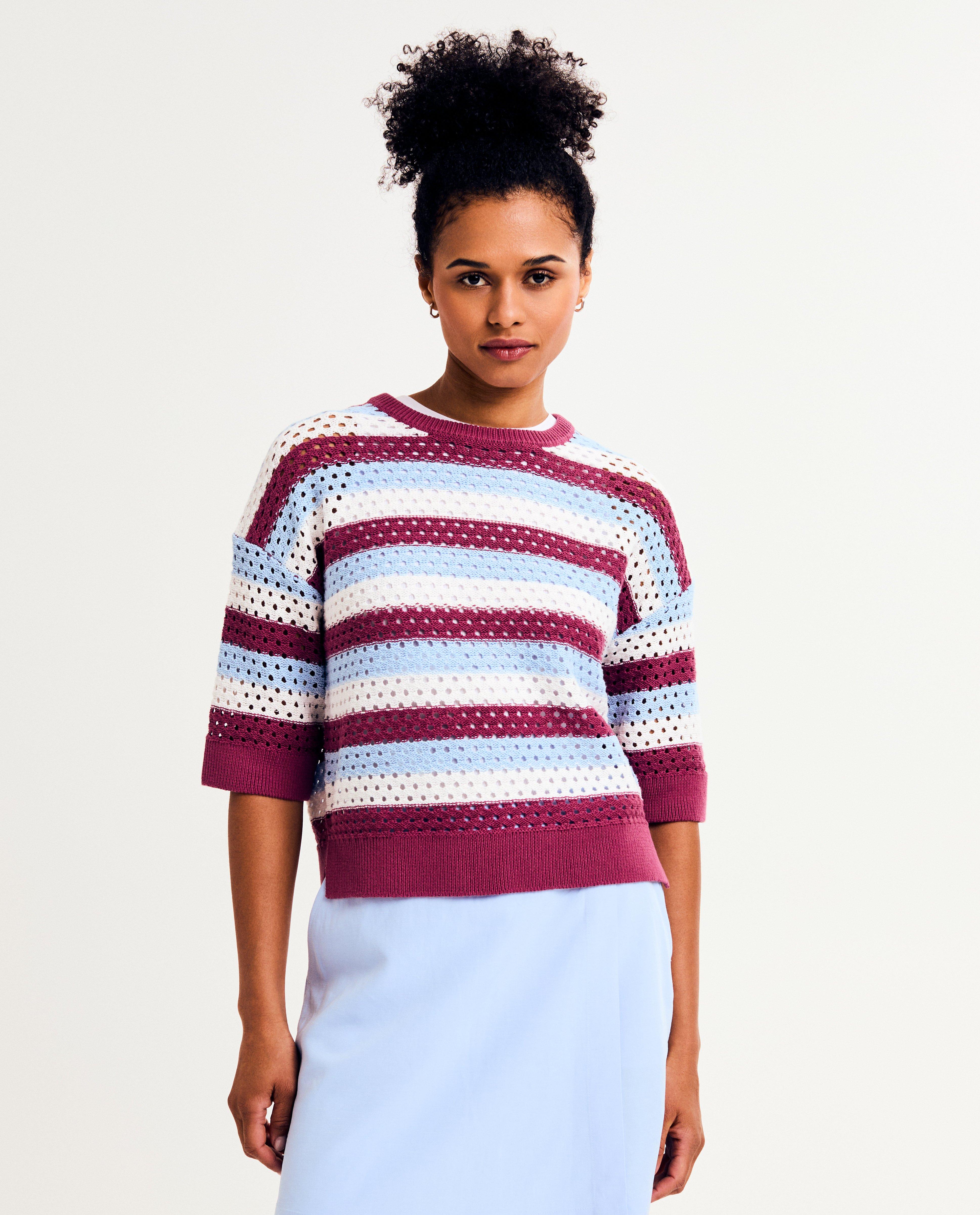 Pulover croșetat I AM din bumbac organic, XS-XXL roșu închis