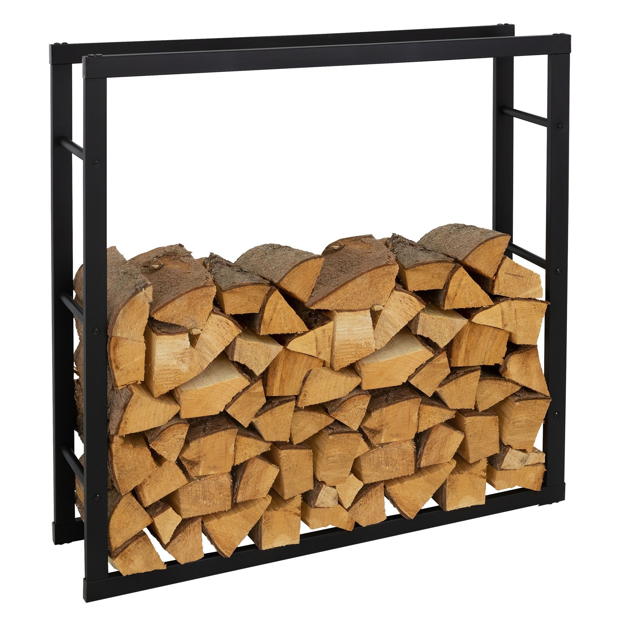 ML-DESIGN Kaminholzregal Brennholzregal Holzaufbewahrung Kaminholzständer Kaminholzhalter, BxTxH:100x25x100 cm, Schwarz 100x100x25cm rechteckig Metall Innen/Außen