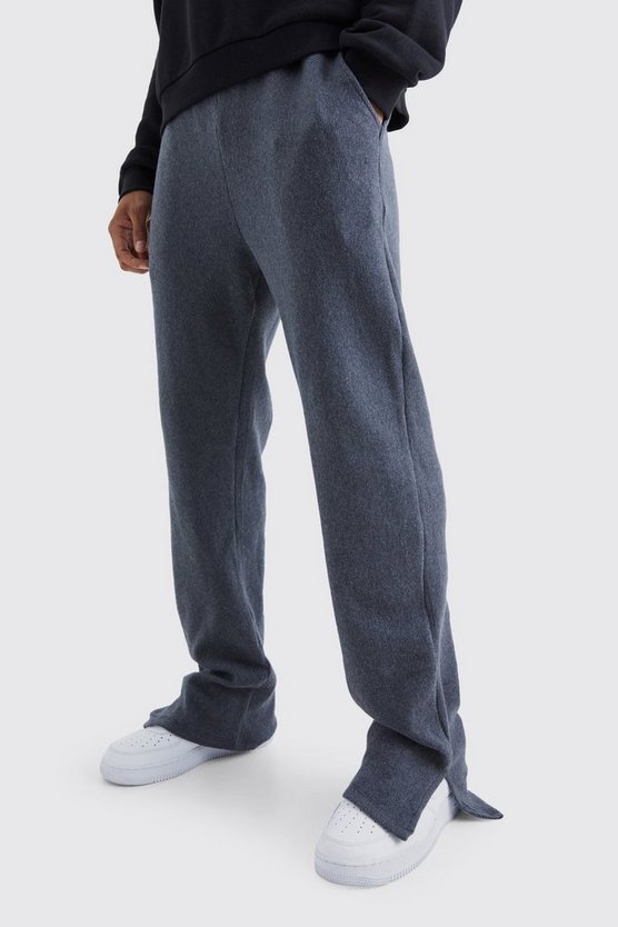 Lockere gerippte Ottoman Jogginghose mit geteiltem Saum