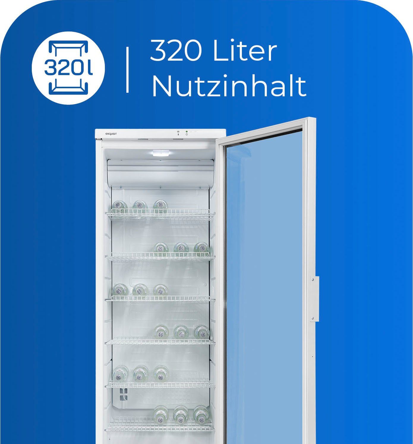 exquisit Getränkekühlschrank GKS350-1-GT-280D weiss, 173 cm hoch, 60 cm breit