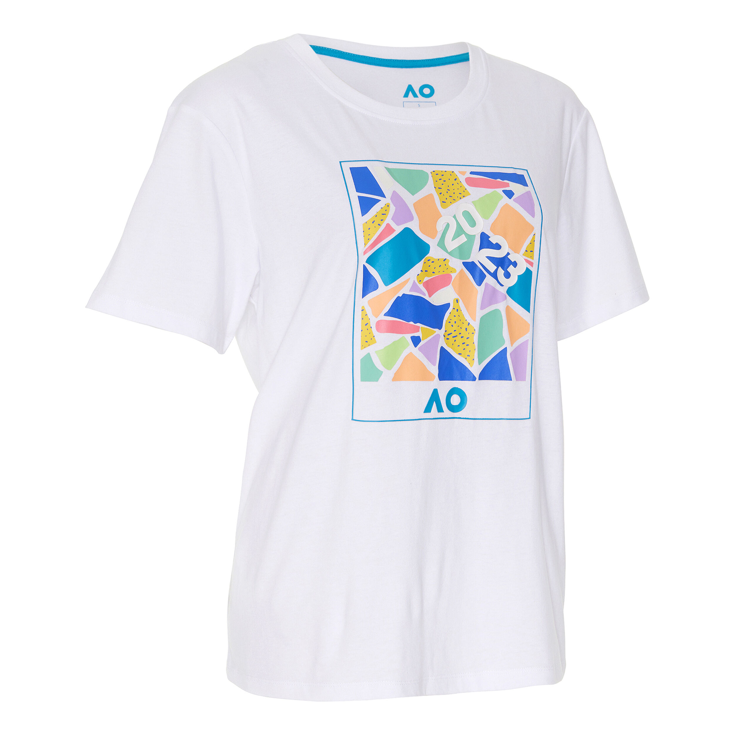 AO Dated Mosaic T-Shirt Damen - Weiß, Mehrfarbig