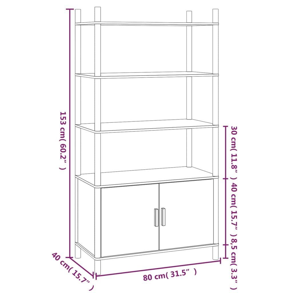 vidaXL Sideboard Highboard Schwarz 80x40x153 cm Holzwerkstoff (1 St)