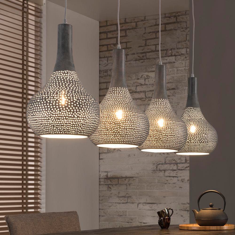 famlights Hängeleuchte, Pendelleuchte Nela aus Metall in Grau 4xE27, keine Angabe, Leuchtmittel enthalten: Nein, warmweiss, Hängeleuchte, Pendellampe, Pendelleuchte