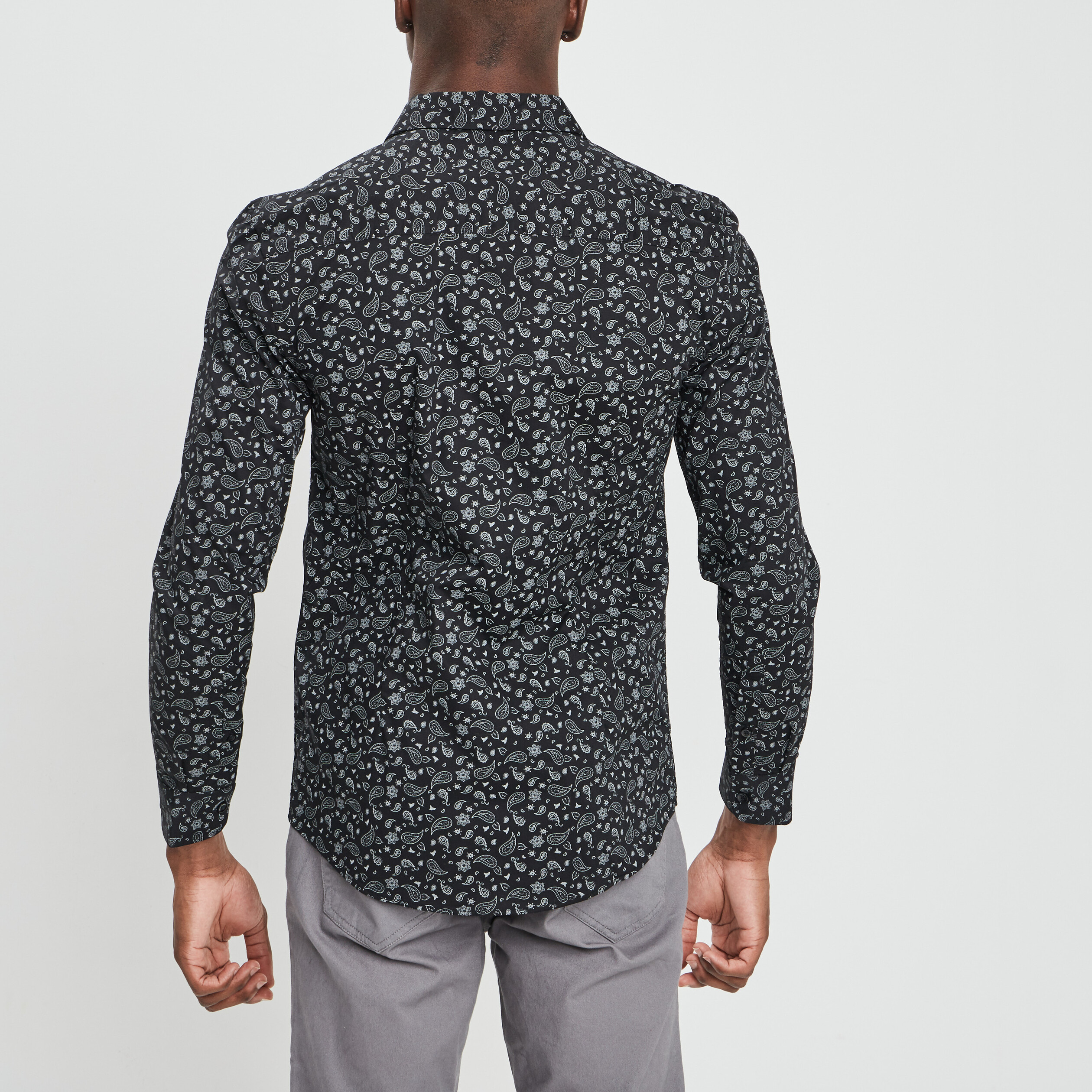 Chemise ajustée manches longues gris foncé homme | La Halle