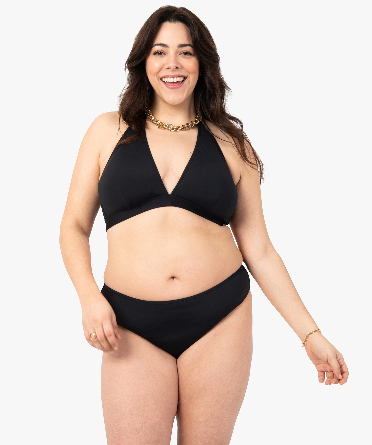 Haut de maillot de bain femme grande taille triangle foulard noir | GEMO