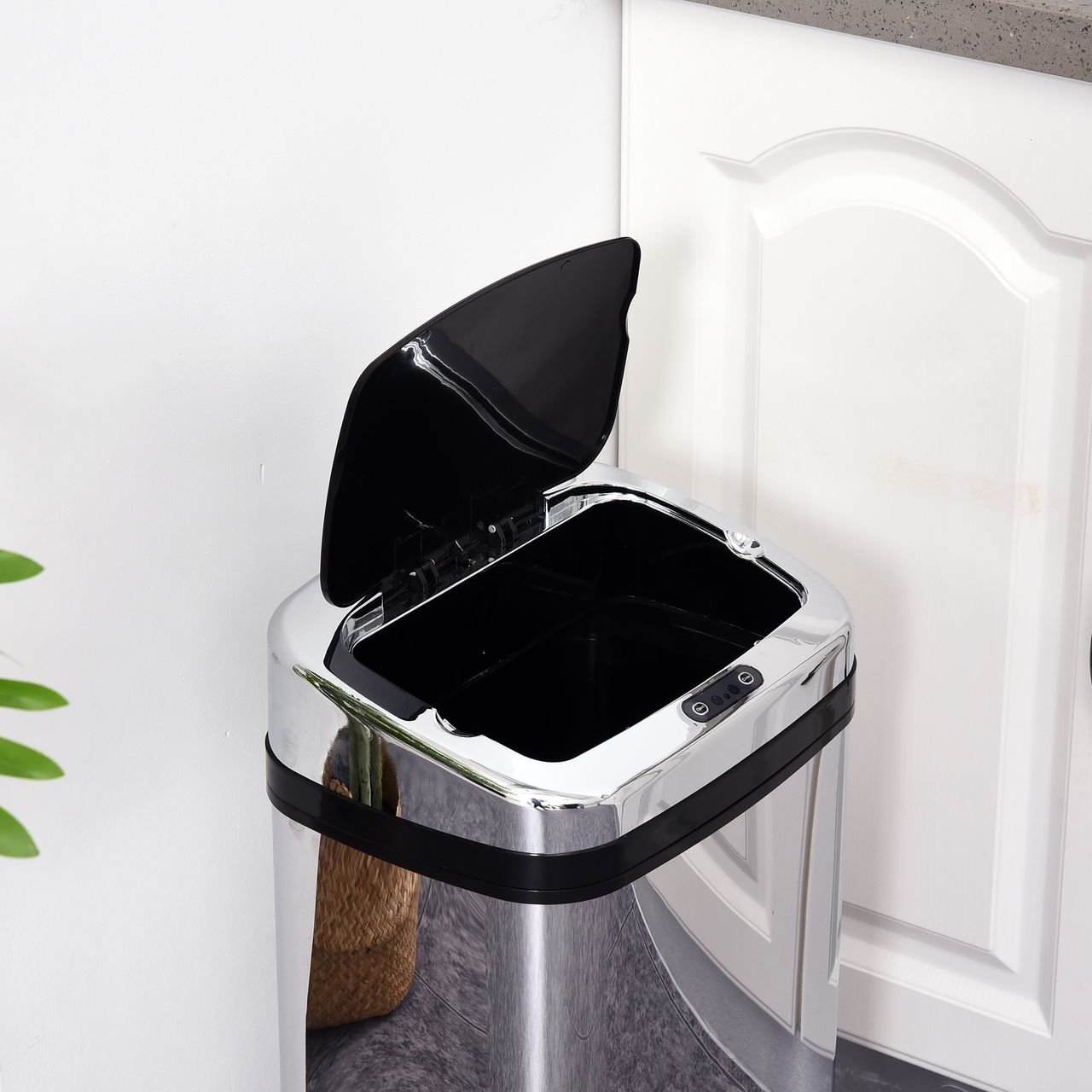 HOMCOM Edelstahl Automatik Sensor Mülleimer Abfalleimer IR Sensor mit/ohne Inneneimer rund viereckig (30L/viereckig)