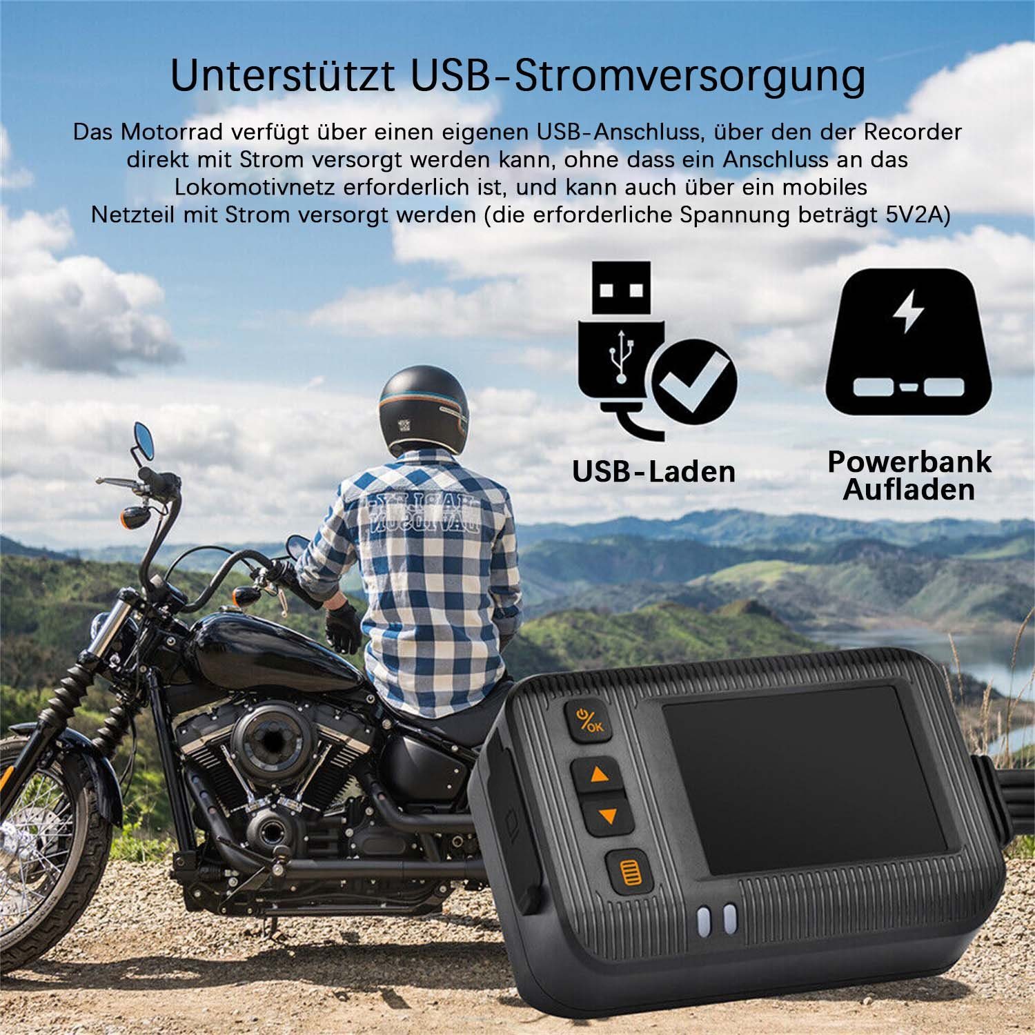Yoyaxi Wasserdichter Motorrad-Fahrrekorder Systemkamera (hochauflösender Fotografie, Foto- und Audioaufzeichnungsfunktion)