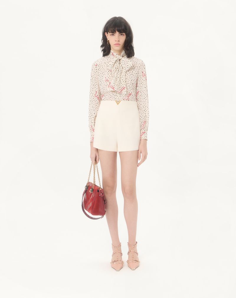 Shorts de crepe de alta costura