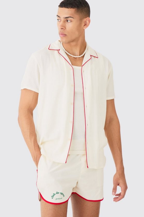 Kurzärmliges Hemd mit Club De Sport Print & Badehose