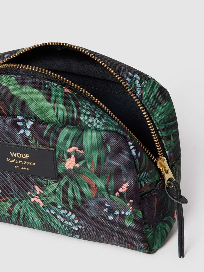 Kosmetiktasche mit Allover-Print Modell 'Janne Big Beauty' in schwarz