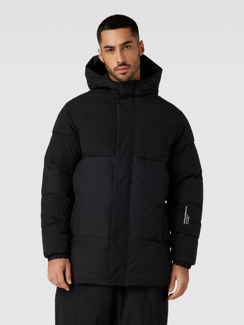 Steppjacke mit Kapuze Modell 'FORCE' in schwarz