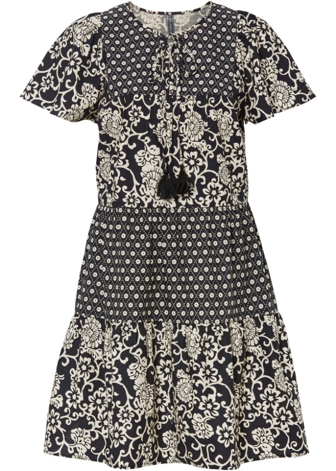 Kleid mit Volant in festem Material