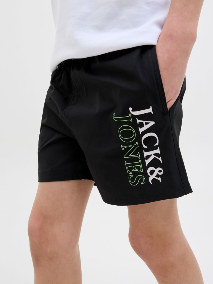JACK & JONES Junior Badeshorts  JPSTMAUI JJSWIM DOUBLE LOGO JNR in black günstig kaufen