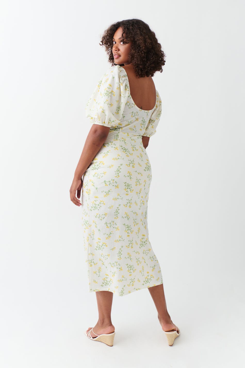 Puff sleeve midi dress