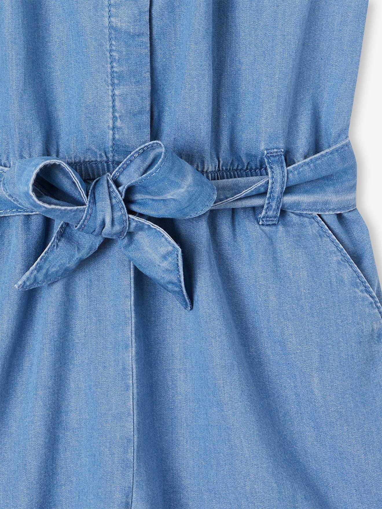 Vertbaudet Mädchen Jumpsuit aus Light-Denim - blue stone