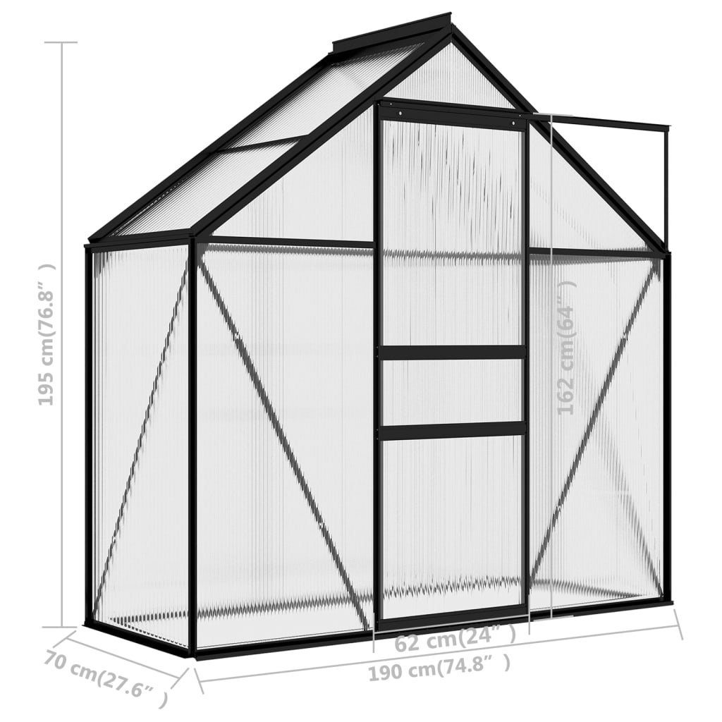 vidaXL Gewächshaus Gewächshaus Anthrazit Aluminium 1,33 m²