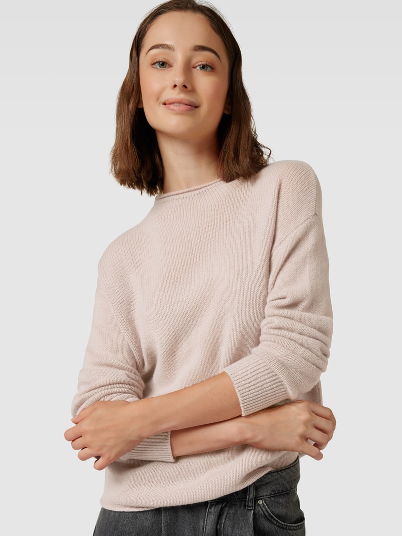 Strickpullover mit Rundhalsausschnitt in hellrosa
