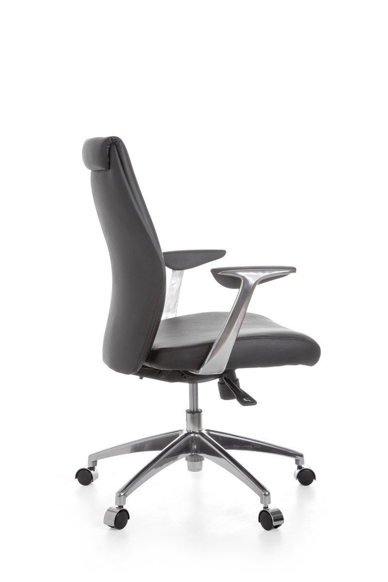 Amstyle Chefsessel SPM1.142 (Echtleder Schwarz, Bürostuhl XXL 120 kg Modern), Schreibtischstuhl Drehbar, Drehstuhl mit Armlehne