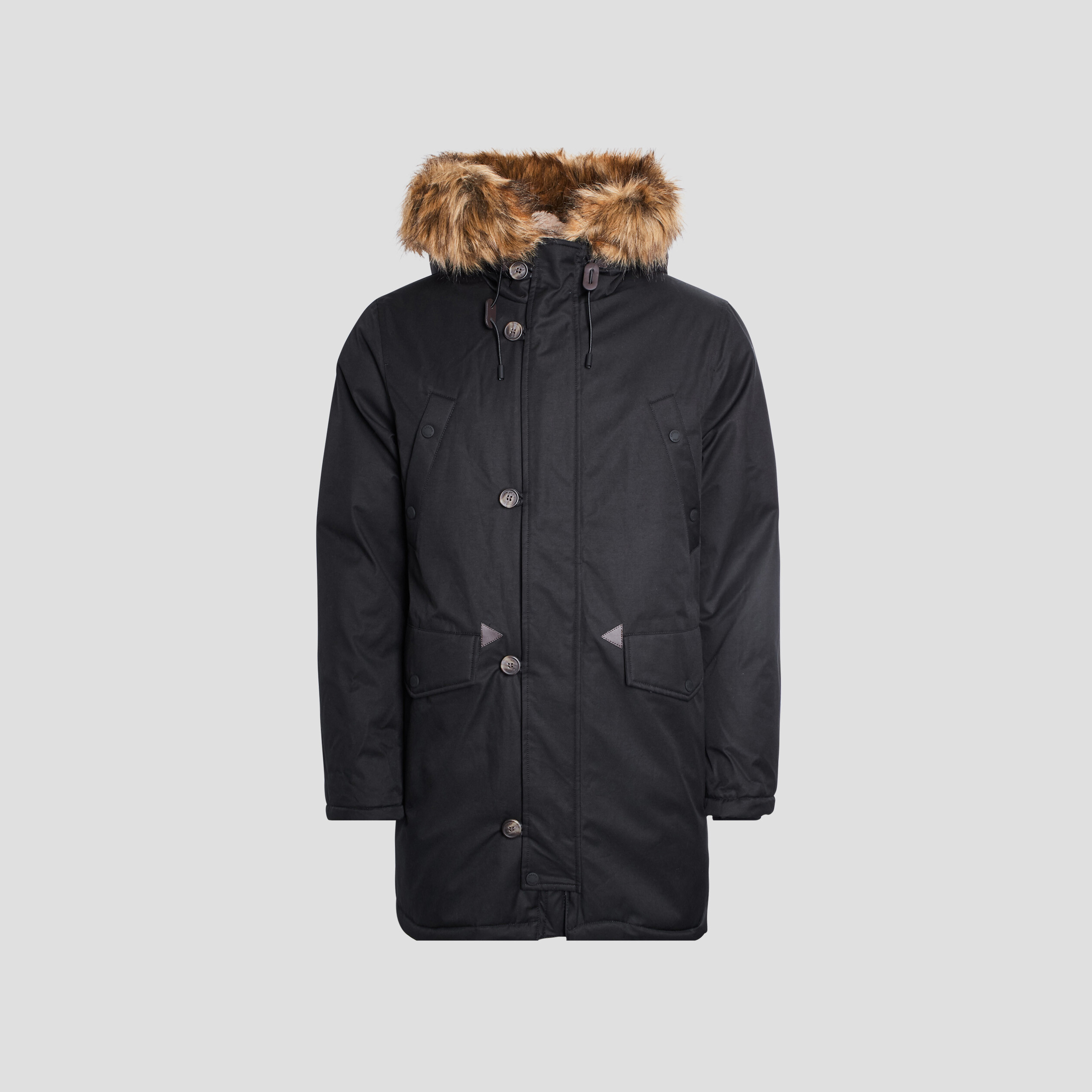 Parka droite à capuche noir homme | La Halle