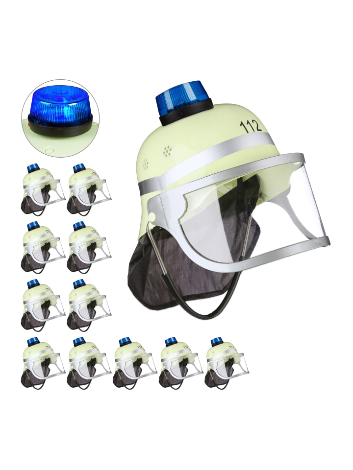 relaxdays 12x Kinder Feuerwehrhelm in Gelb günstig kaufen onesize