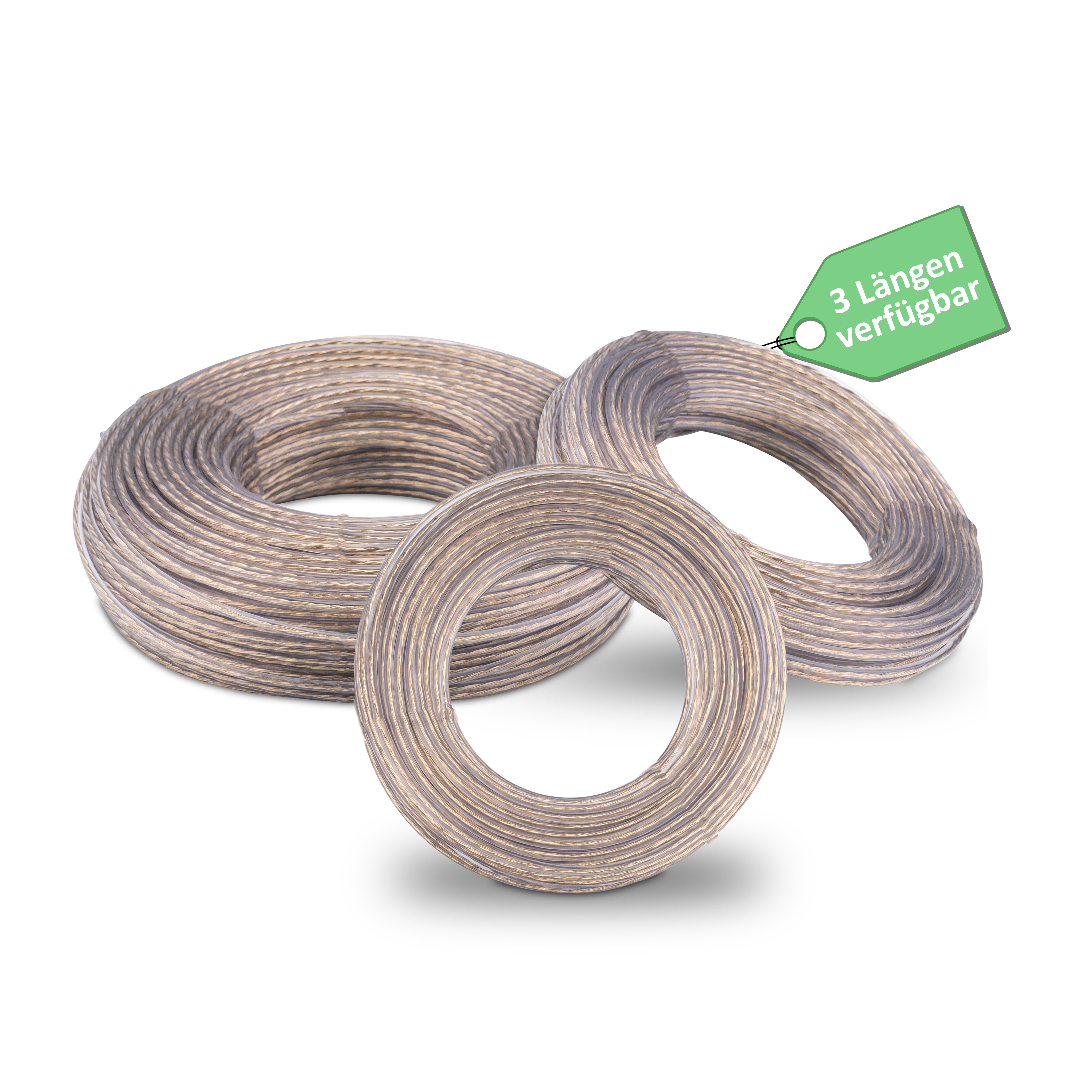 SimplySmooth Wand-Wäscheleine 30-70m mit Stahlkern, 3mm in 3 Längen für die Wäschespinne, den Garten oder den Balkon