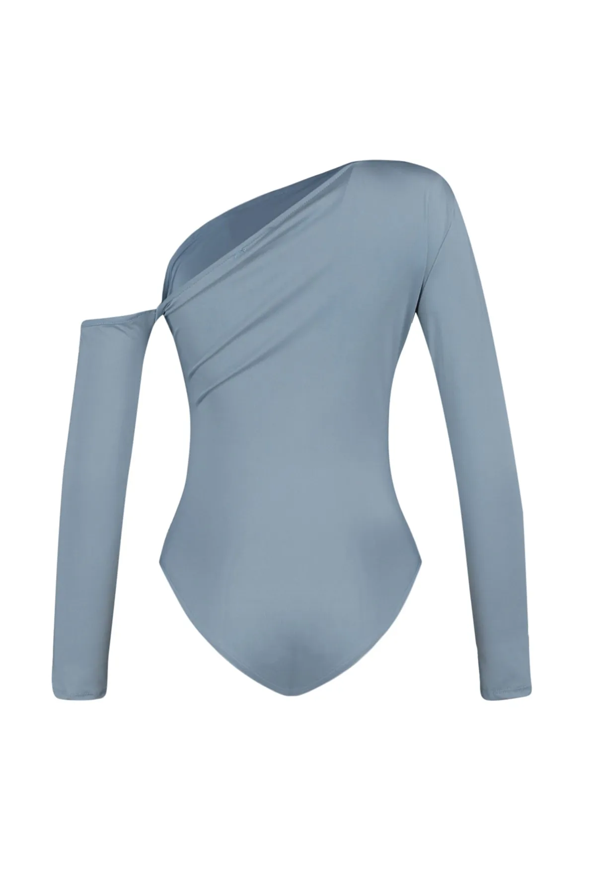 Trendyol Collection  Grauer, asymmetrischer Kragen, langärmliger Stretch-Strickbody mit Druckknöpfen TWOAW22BD0080