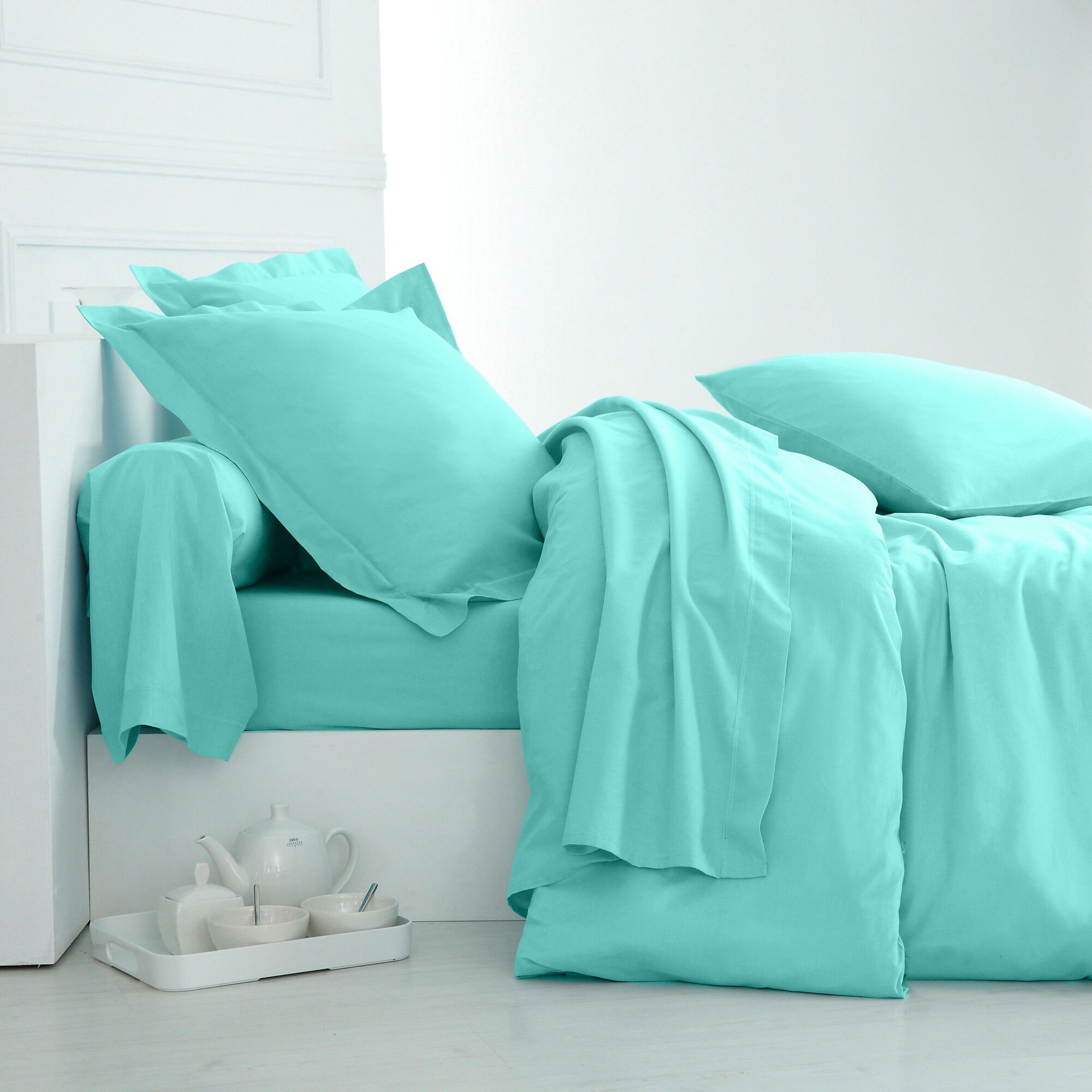 Linge de lit uni polyester-coton Colombine