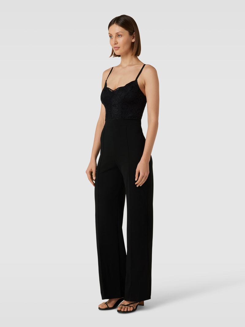 Jumpsuit mit Spitzenbesatz in black