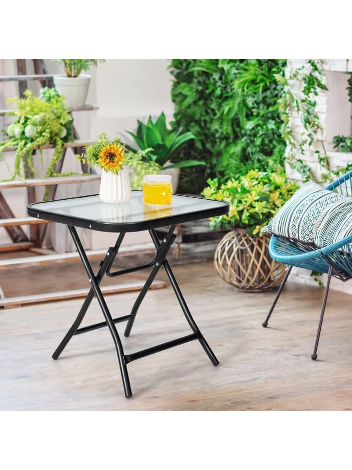 COSTWAY Bistrotisch quadratisch klappbar in Schwarz günstig kaufen onesize