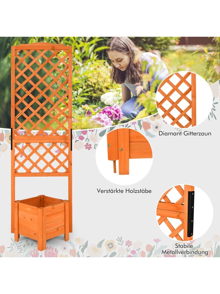 COSTWAY Blumenkasten mit Rankgitter in Orange günstig kaufen onesize