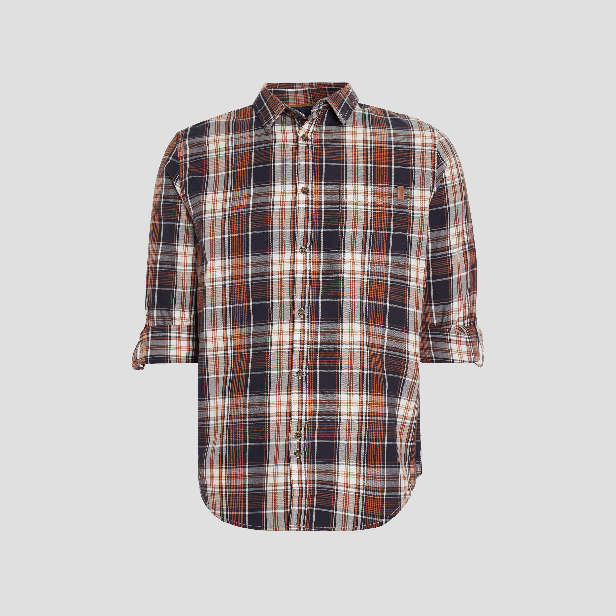 Chemise droite manches longues marron cognac homme | La Halle