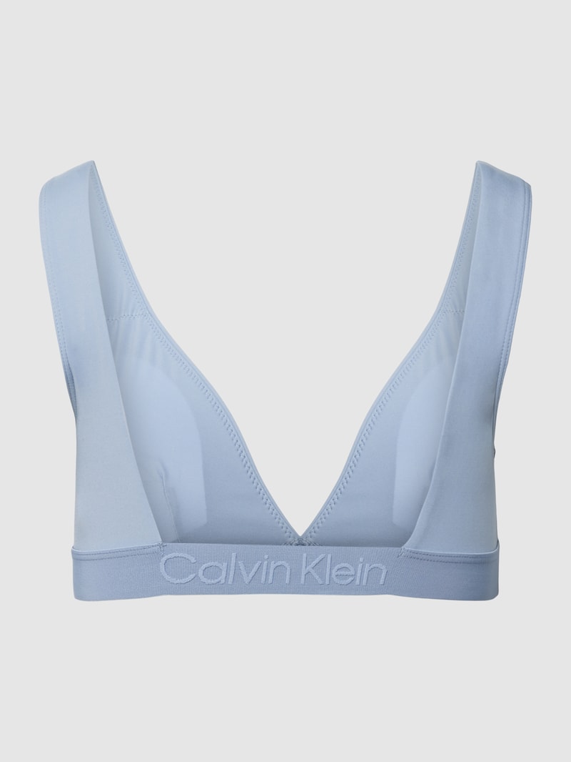 Bikini-Oberteil mit Label-Detail in hellblau