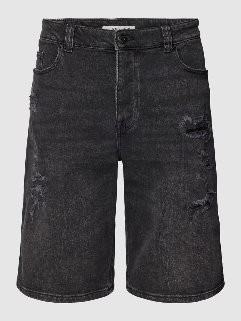 Jeansshorts im Destroyed-Look in schwarz
