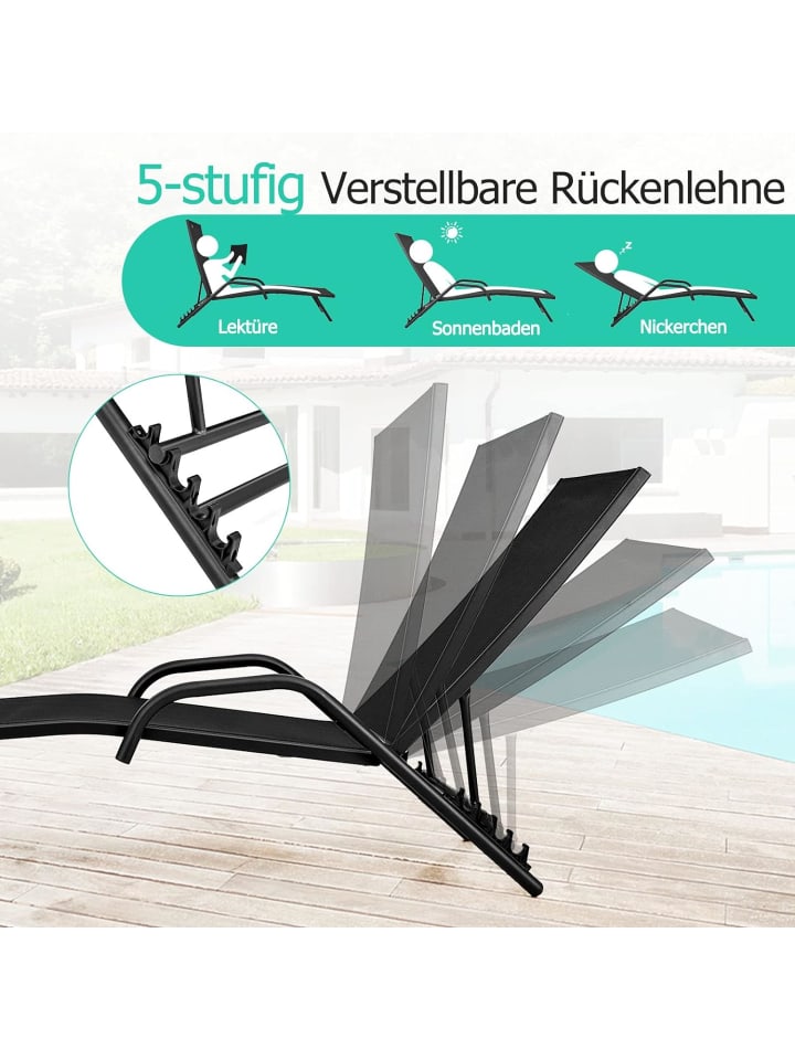 COSTWAY 2er Set Sonnenliege in Schwarz günstig kaufen onesize