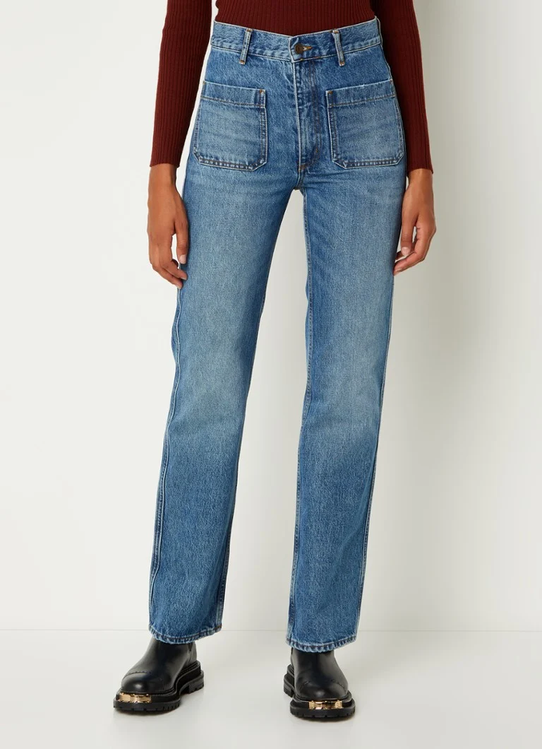 Sandro  Moore high waist straight leg jeans met medium wassing