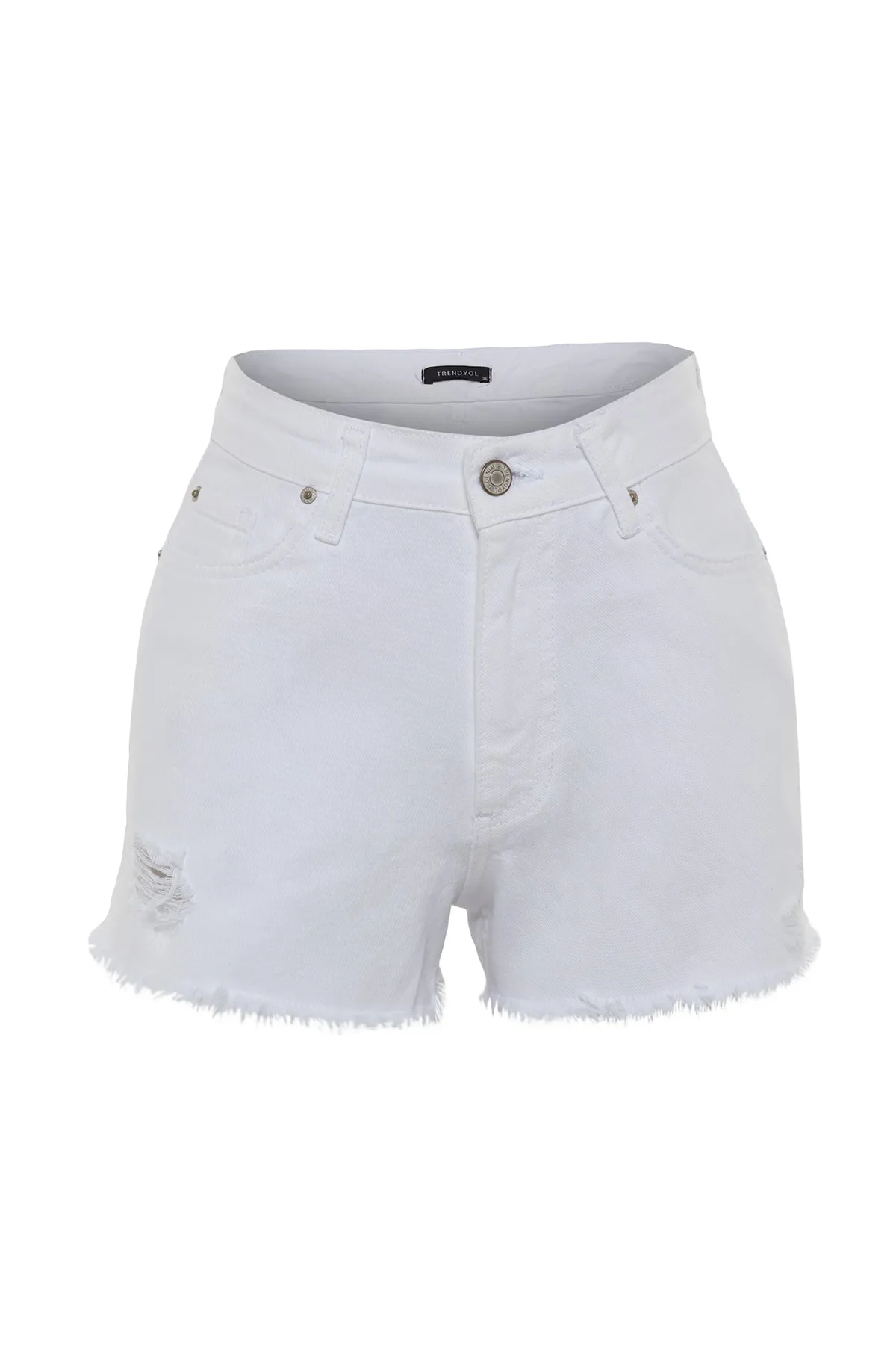 Trendyol Collection  Shorts - Weiß - Hoher Bund